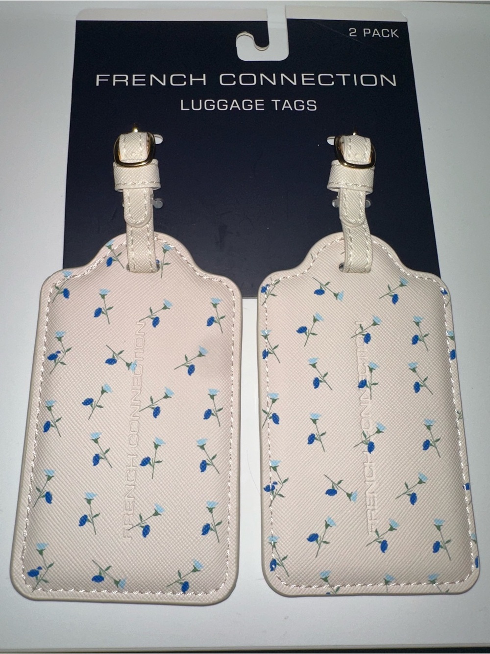 French Connection Floral on Beige Luggage Tag Duo